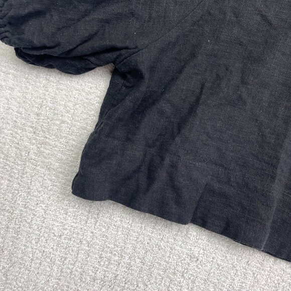 House of Harlow 1960 Women's Size XS Black Linen blend Crop Top Short sleeves - Picture 4 of 13